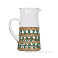 glass water jug with paper rattan and handle